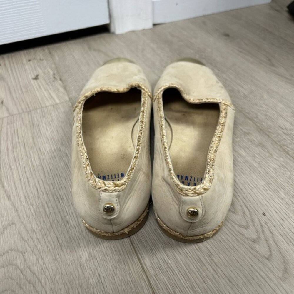 Stuart Weitzman Basic Nude & Gold Espadrille Flat… - image 3